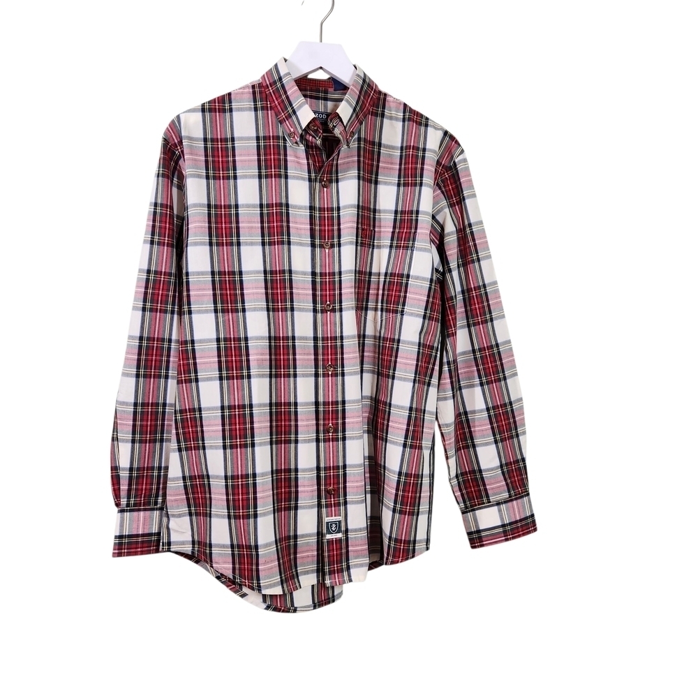 Izod Men's Plaid Button Down Shirt - Red, White, and Black